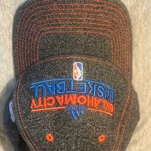 adidas Gray Basketball Oklahoma City Patch Hat with Blue and Orange Embroidery